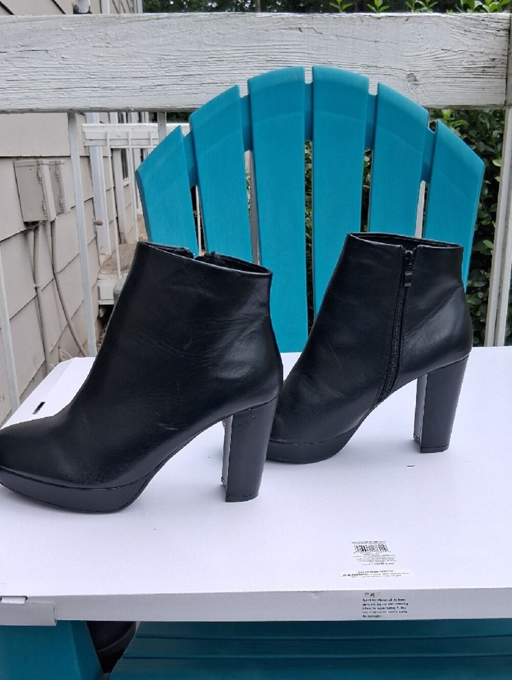 Black Women's High Block Heel Ankle Boots - Picture 2 of 4
